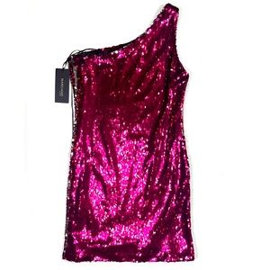 Marciano By Guess Italy One Shoulder Sequin Dress Womens Size 6 US - 40 EU New